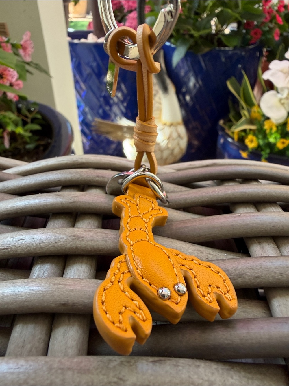 Coach Orange Leather Lobster Keychain Charm - Picture 7 of 7